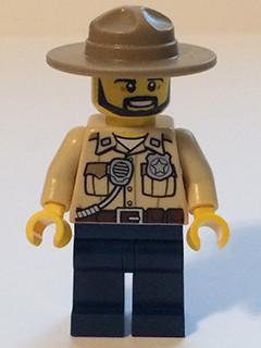 LEGO Minifigure-Swamp Police - Officer, Shirt, Dark Tan Hat, Black Beard-Town / City / Police-CTY517-Creative Brick Builders